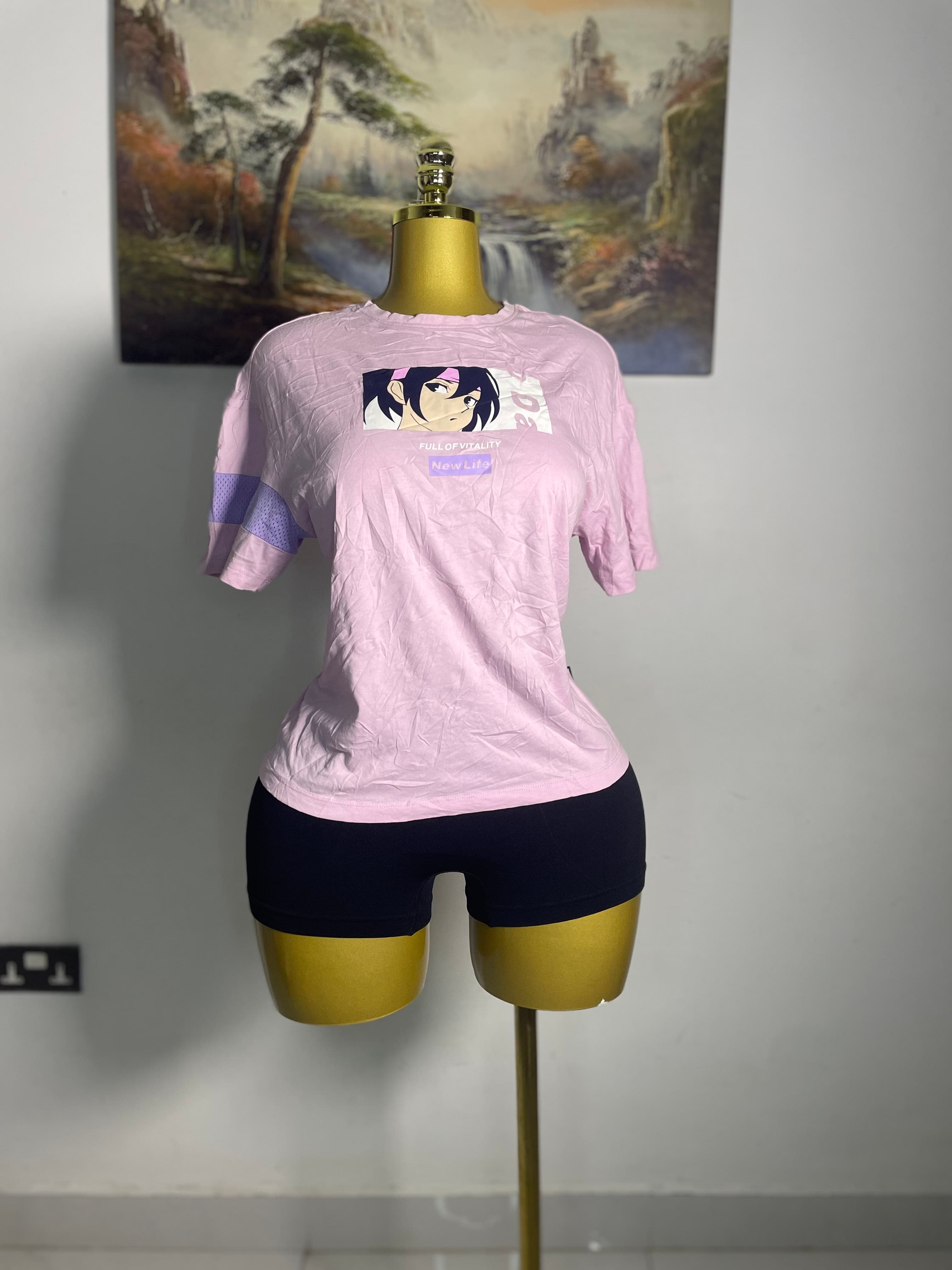 Pink Graphic Tee thrift fashion item
