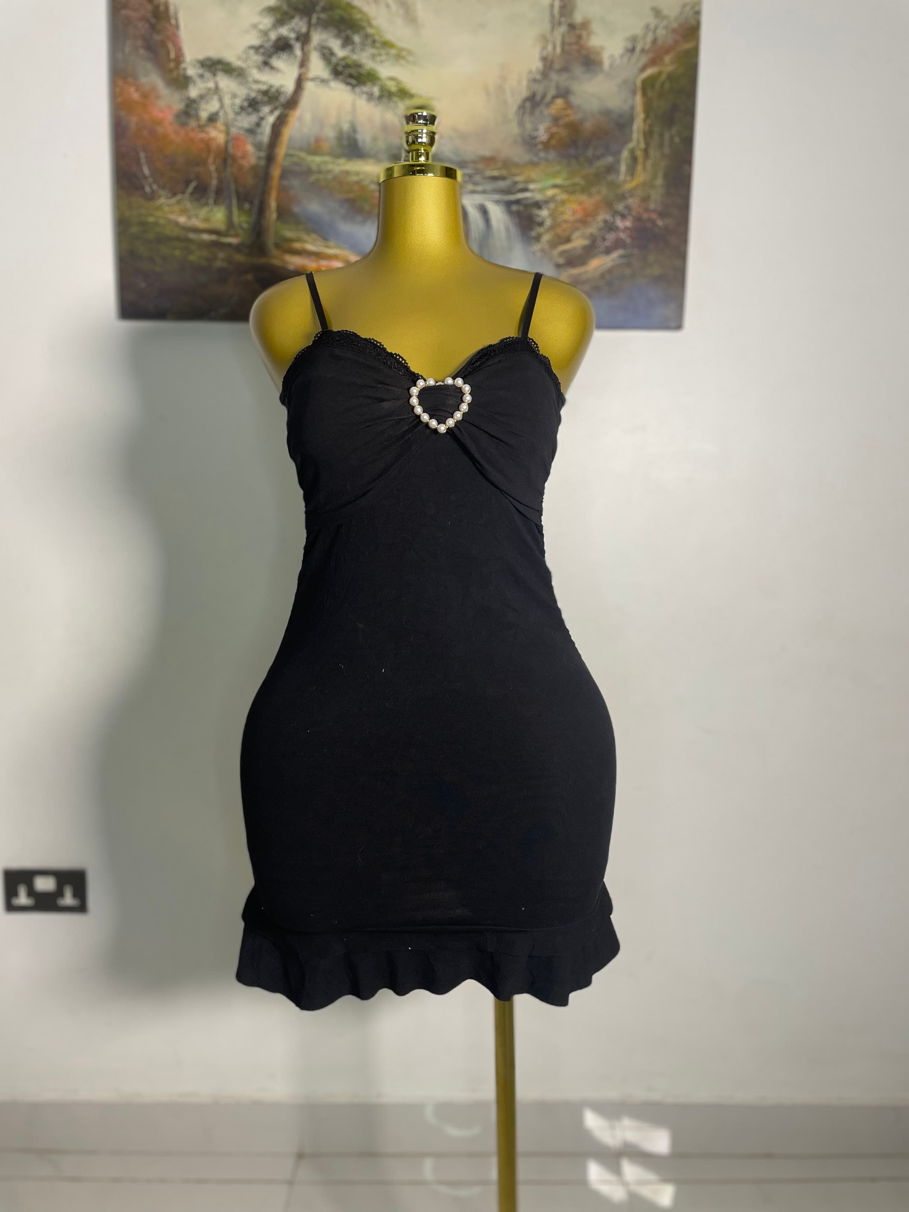 Black Heart Detail Mini Dress thrift fashion item
