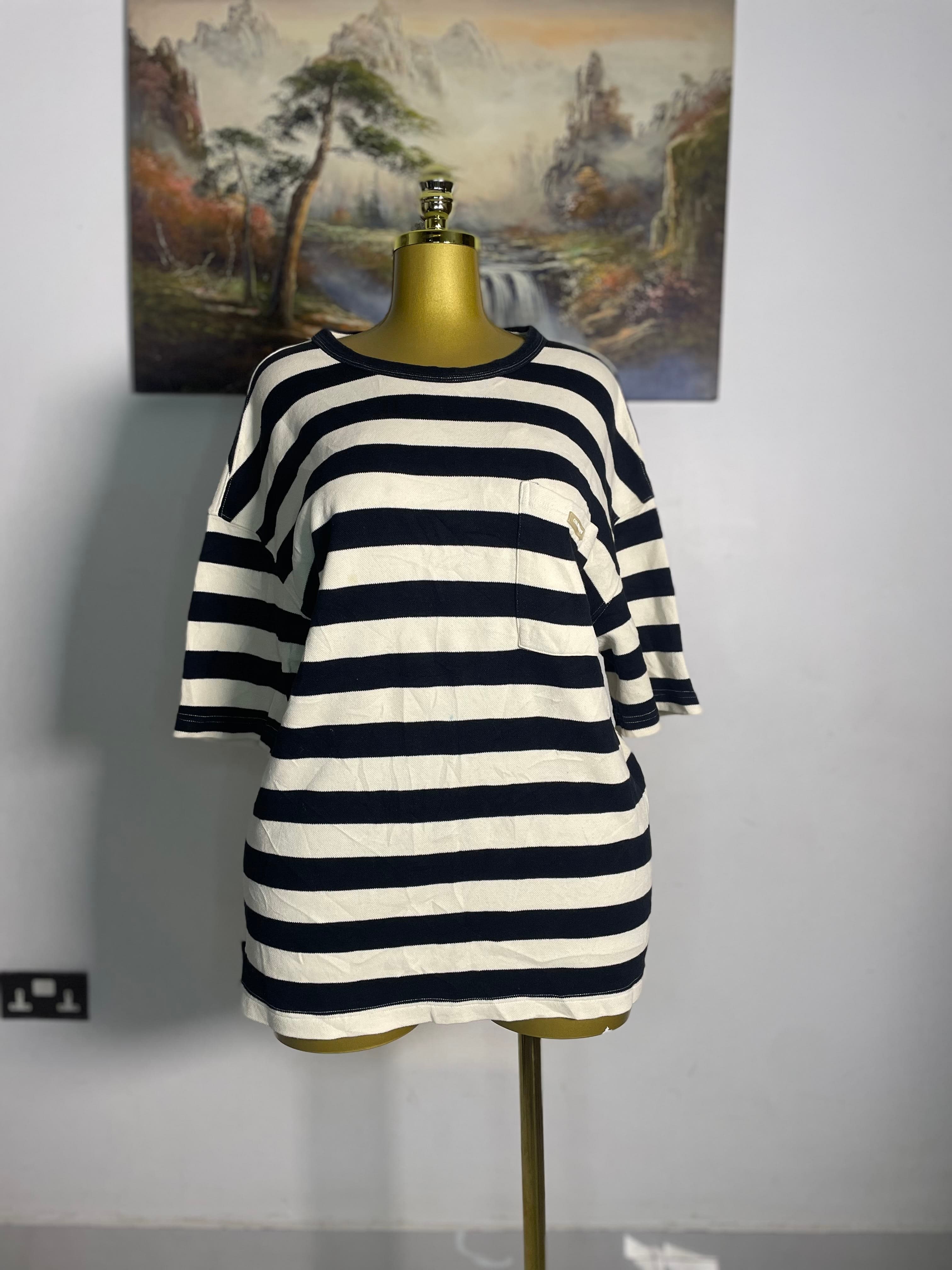 Navy Striped Oversized Tee thrift fashion item