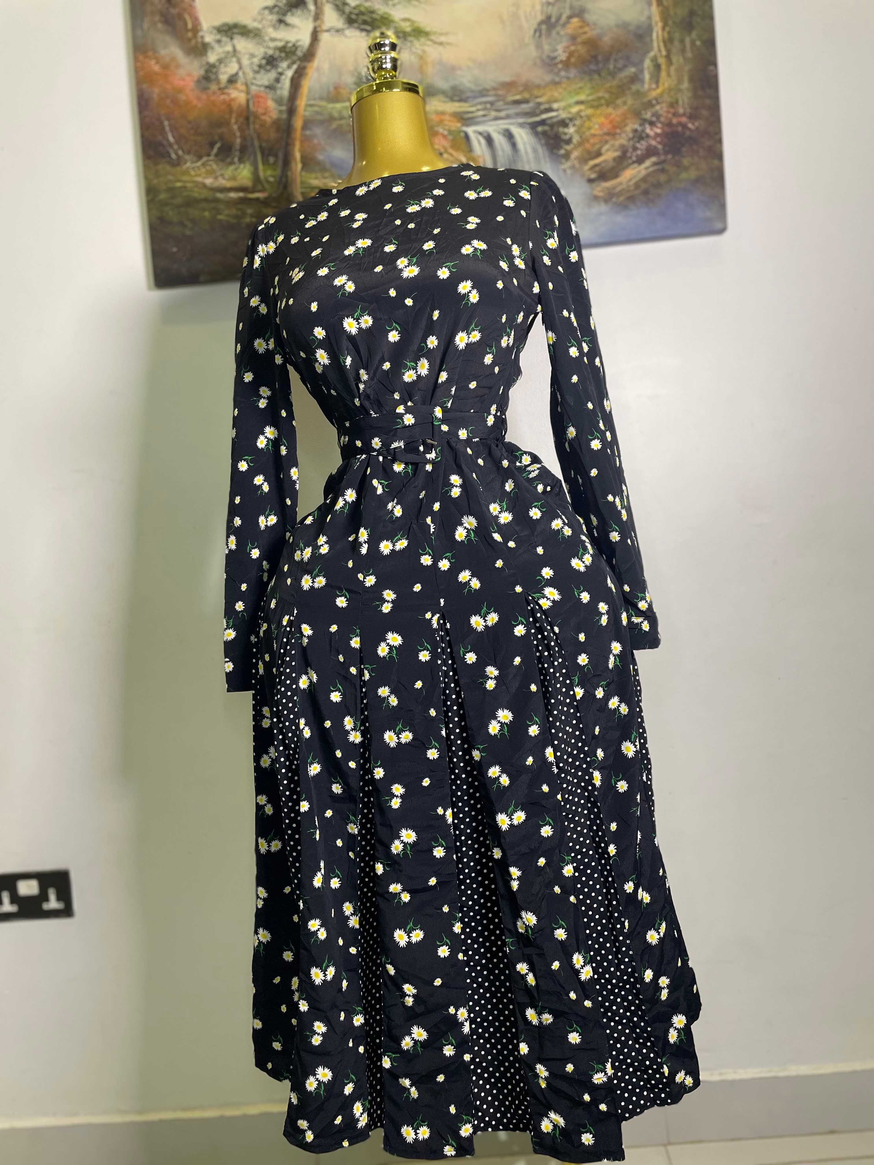 Black Floral Maxi Dress thrift fashion item